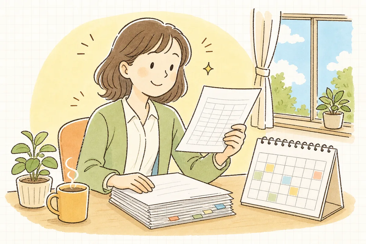 入社月・退職月の給与と社会保険料の計算の見通しが立ち、落ち着いて前を向いている中小企業のひとり労務担当者